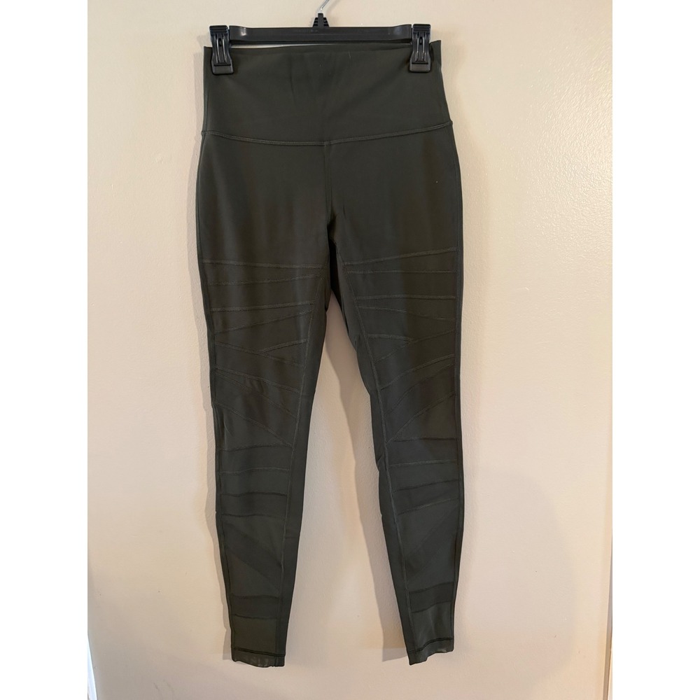 Lululemon Moto Mesh High Rise Leggings Dark Olive Green Yoga Pants Tights